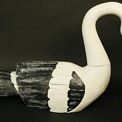 Contemporary Carved Pine Swimming Swan