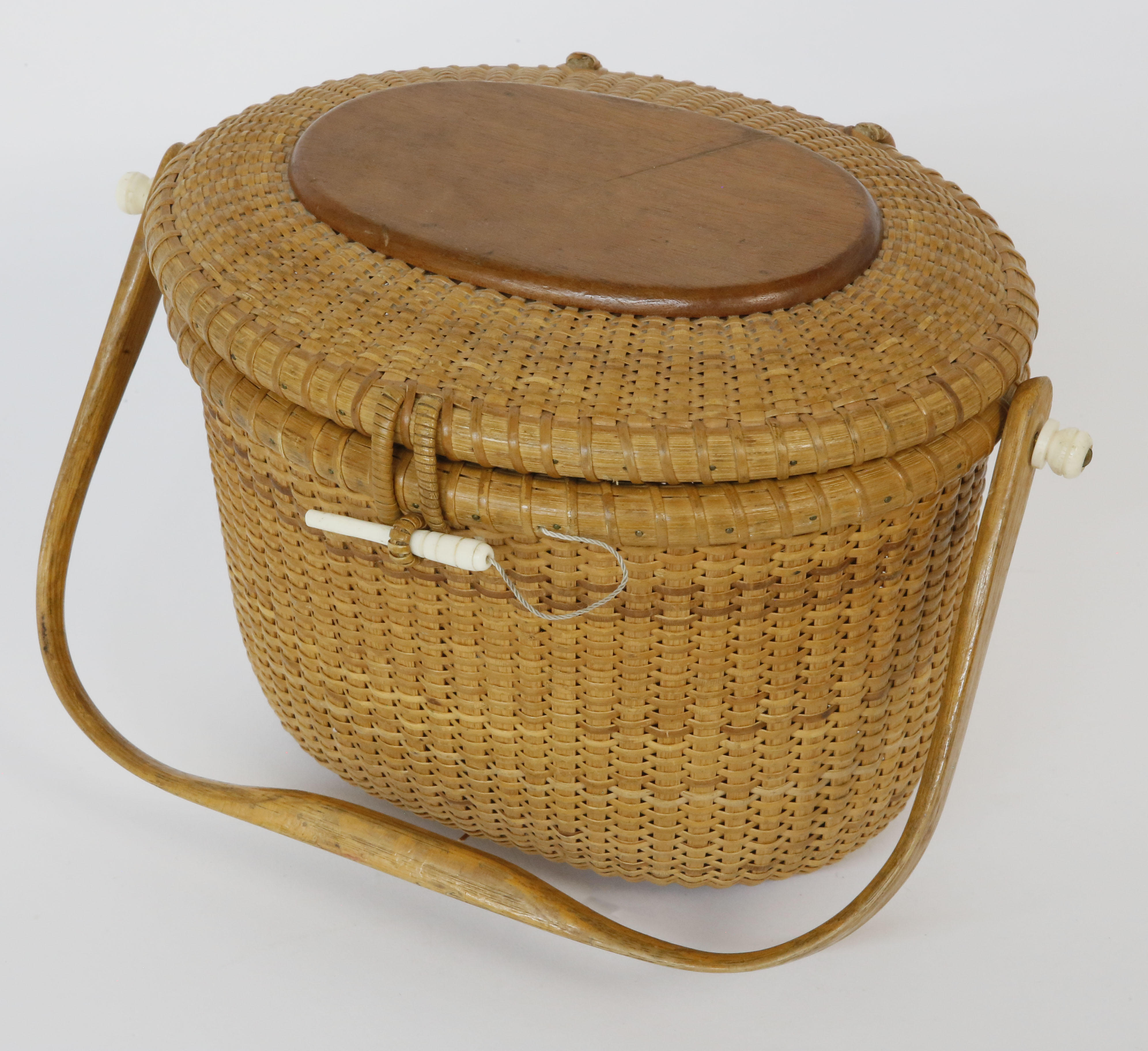 Nichols Vintage Signed Nantucket Friendship Basket with Oval Cherry Top