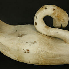 Carved And Painted Wood Preening Swan