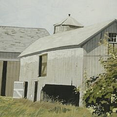 John Austin Tempera on Panel “The Red Barn Durham CT”