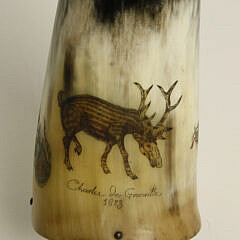 Contemporary Polychrome Scrimshaw Powder Horn