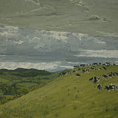 Rackstraw Downes Texas Landscape, Oil on Canvas, “In Hungerfords Pasture”