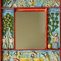 Pair of Signed Peruvian Folk Art Decorated Mirrors