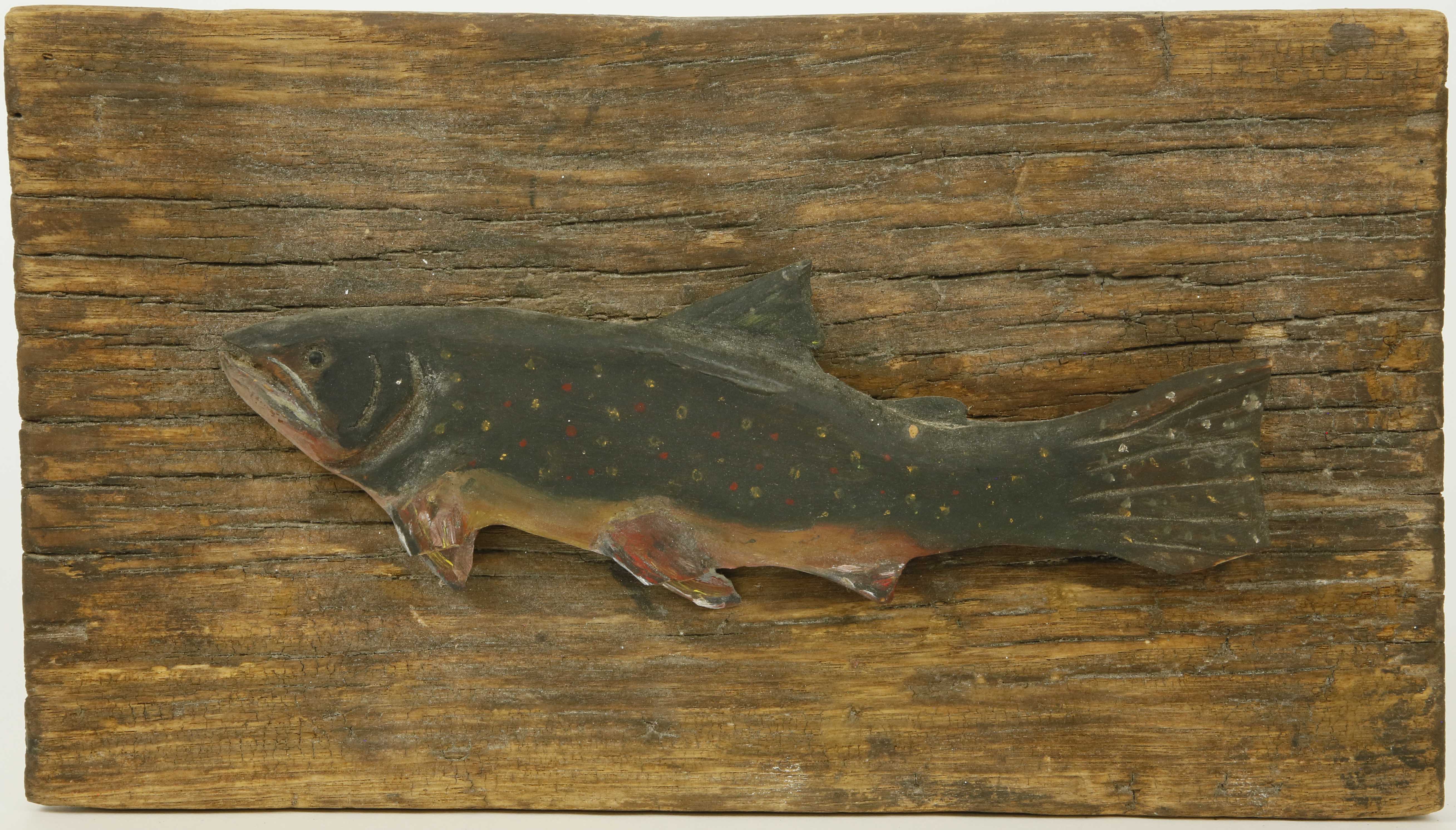 Carved and Painted Brook Trout Vintage Folk Art Carved and Painted Brook Trout Rafael Osona