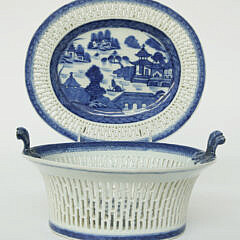 Canton Reticulated Fruit Basket and Tray, late 18th Century