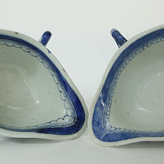 Two Canton Double Handled Sauce Boats, 19th Century