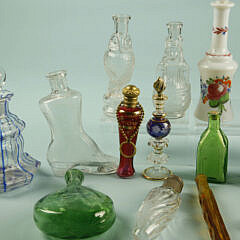 Collection of 19 Antique Glass Perfume Bottles