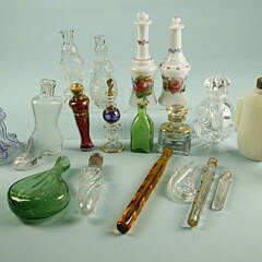 Collection of 19 Antique Glass Perfume Bottles