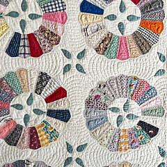 Finely Quilted Colorful “Dresden Plate” Patchwork Quilt, circa 1930s