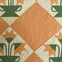 Vintage Carolina Lily Patchwork Quilt, circa 1930s