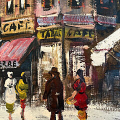 Mid-Century Oil on Canvas “Parisian Street Scene”