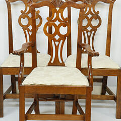 Five David Lefort Cherry Chippendale Style Dining Chairs