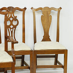 Five David Lefort Cherry Chippendale Style Dining Chairs