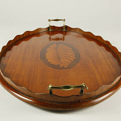 Vintage Oval Inlaid Mahogany Serving Tray