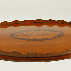 Vintage Oval Inlaid Mahogany Serving Tray