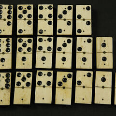 Antique Boxed Set of Bone and Ebony Dominoes