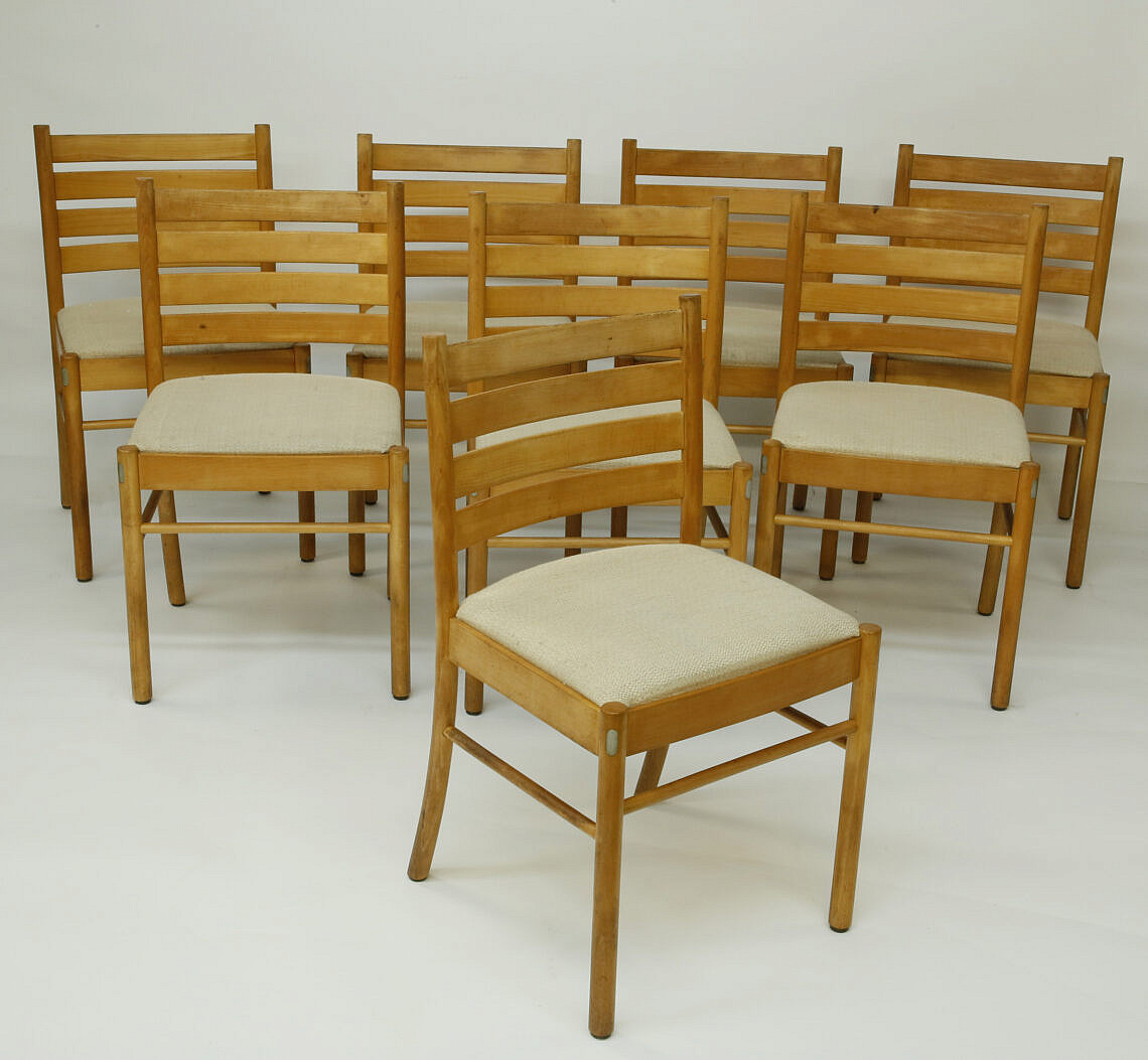 8 MidCentury Modern Design Birch Dining Chairs Set of Eight Mid