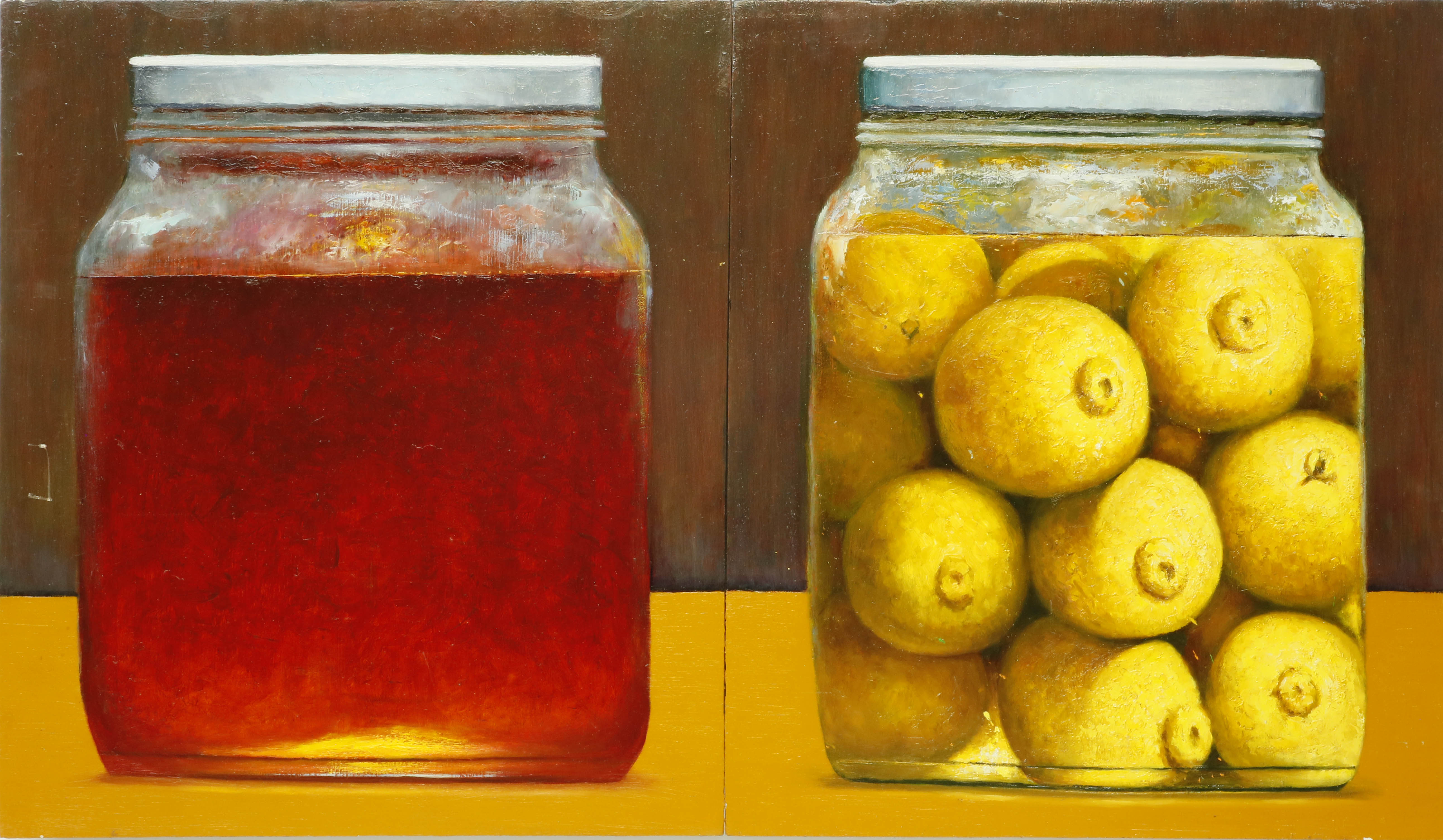 Ken Beck Diptych Oil on Panel "Cranberry Bog Honey and Preserved Lemons