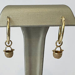 Pair of 14k Gold Glenaan Nantucket Basket Hoop Earrings, circa 1980