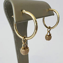 Pair of 14k Gold Glenaan Nantucket Basket Hoop Earrings, circa 1980