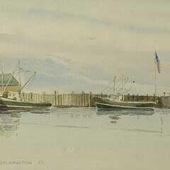 Y. Brent Vintage Watercolor on Paper “Stonington Harbor”