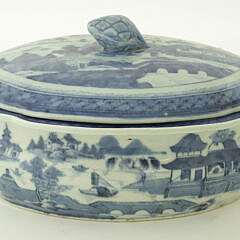 Rare Canton Covered Vegetable Dish with Liner, 18th Century