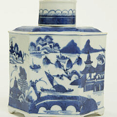 Canton Marquis-Shaped Tea Caddy, 19th Century