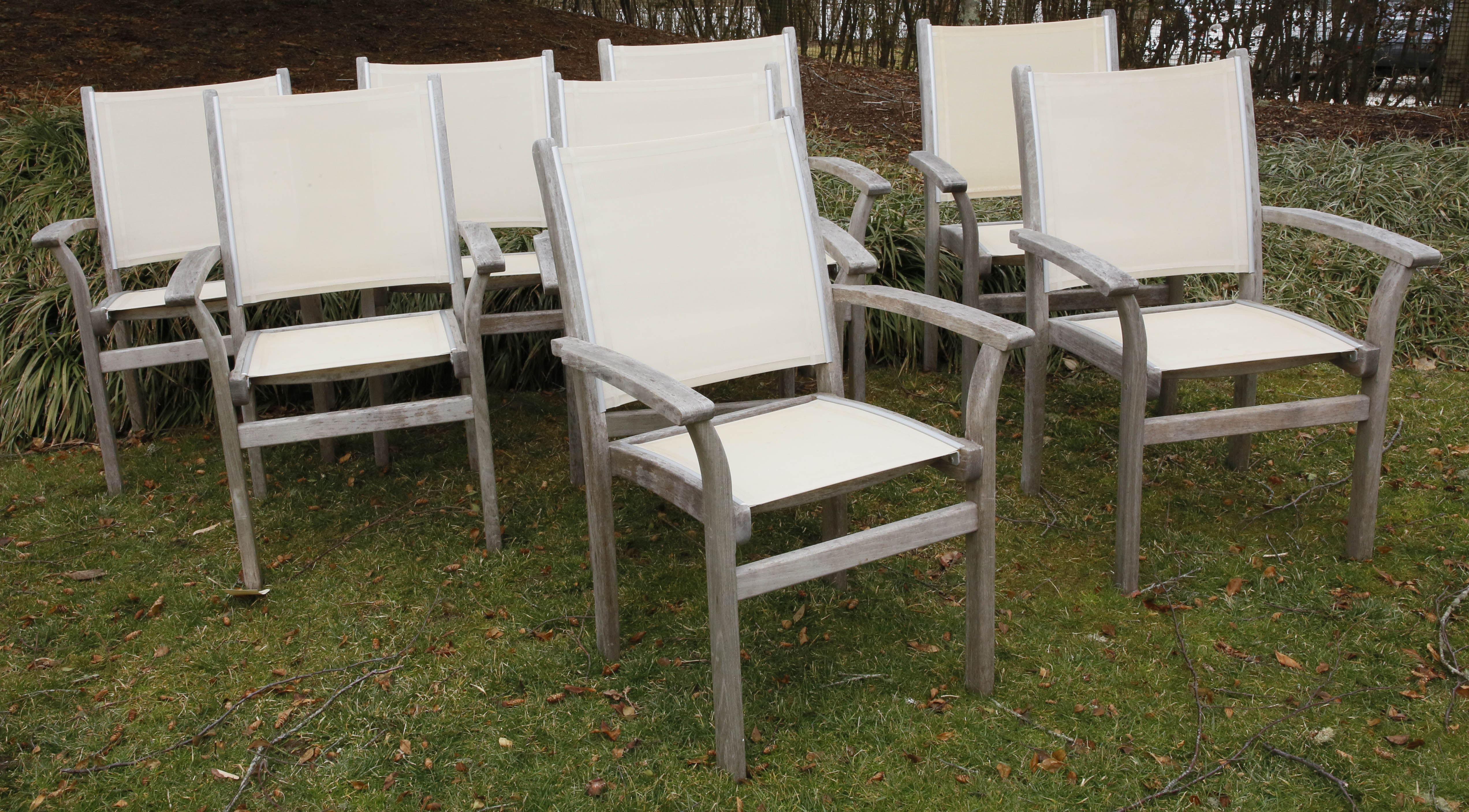 Set of Eight Kingsley Bate Teakwood Open Armchairs Set of Eight