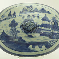 Canton Oval Hot Water Steak Plate with Lid, 19th Century