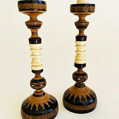 41619 Pair of African Bone Wood Candlesticks A IMG_2517