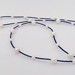 Lapis Lazuli and 7mm-11mm White Fresh Water Pearl Necklace