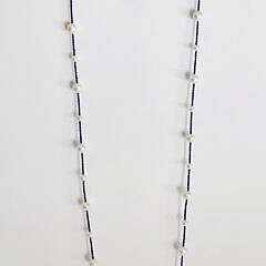 Lapis Lazuli and 7mm-11mm White Fresh Water Pearl Necklace