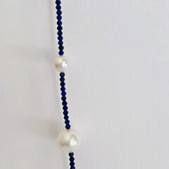 Lapis Lazuli and 7mm-11mm White Fresh Water Pearl Necklace