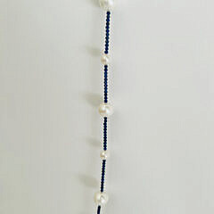 Lapis Lazuli and 7mm-11mm White Fresh Water Pearl Necklace