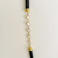Faceted Black Onyx and White Fresh Water Pearl Necklace