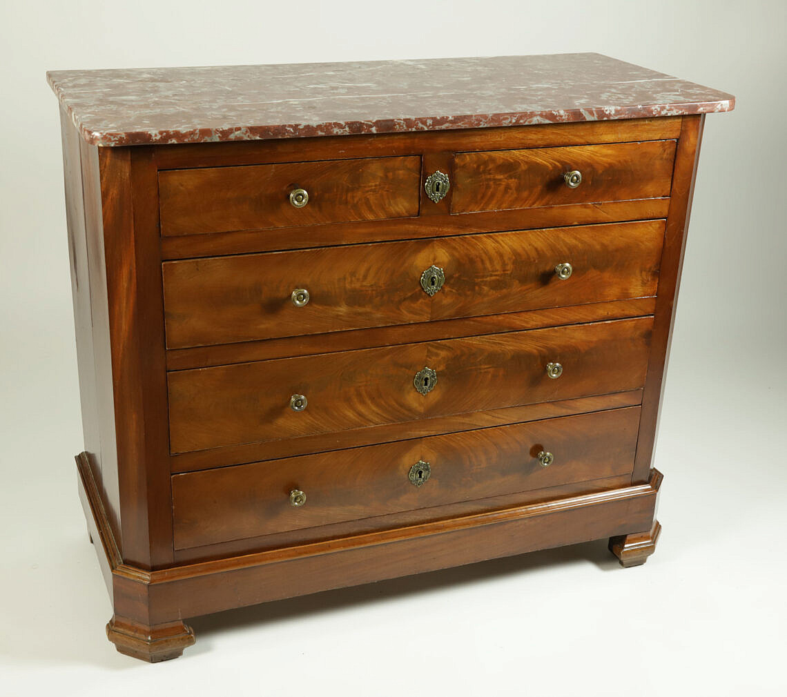 French Louis Phillipe Marble Top Chest of Drawers 19th Century French