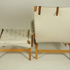 Vintage Bruno Mathsson Pernilla Lounge Chair and Stool, for Dux Sweden