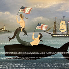 Ralph Eugene Cahoon, Jr. Oil on Masonite “Mermaids with Flags”