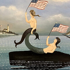 Ralph Eugene Cahoon, Jr. Oil on Masonite “Mermaids with Flags”