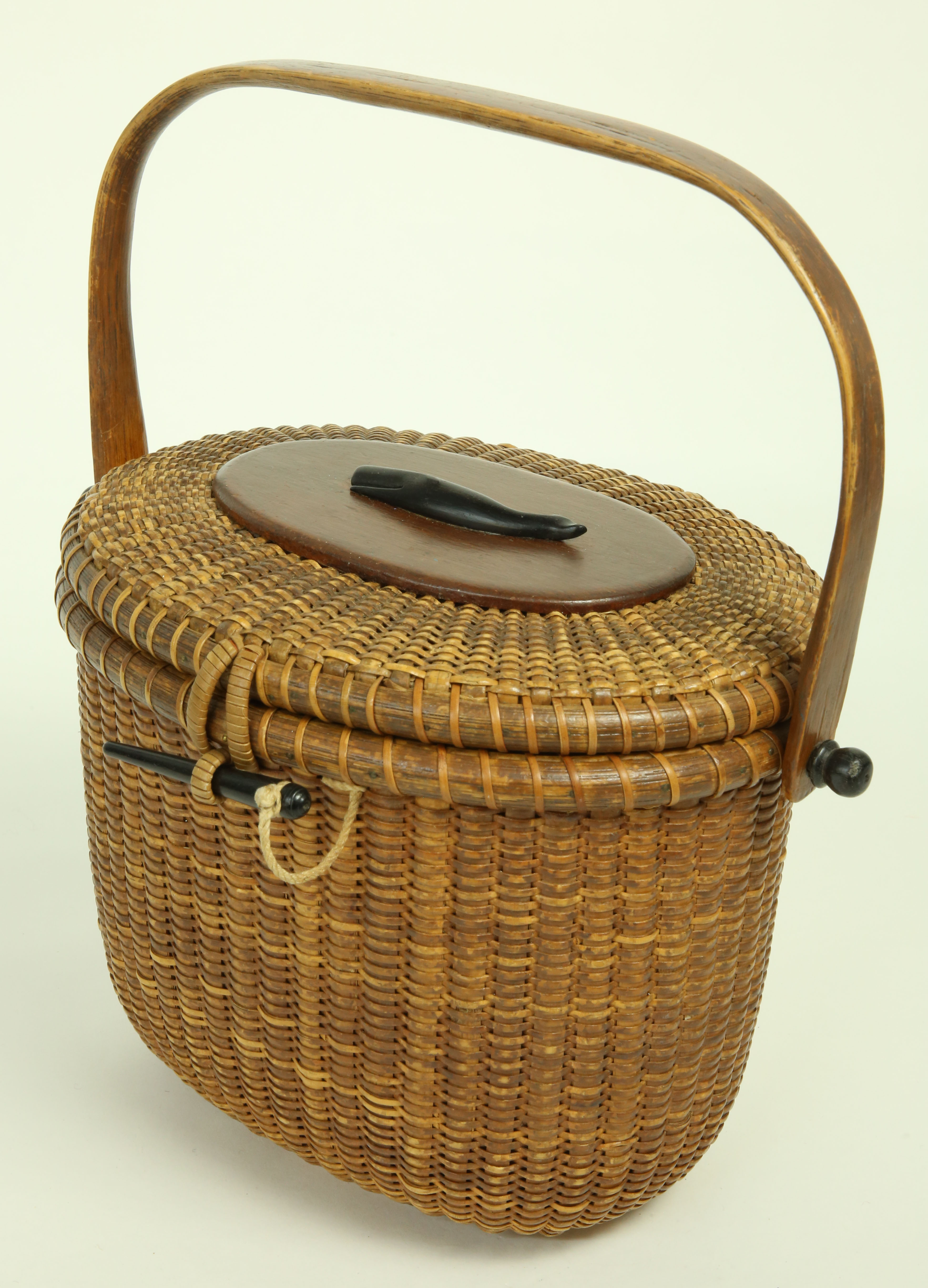 Jose Formoso Reyes Nantucket Friendship Basket with Carved Ebony Whale Jose Formoso Reyes
