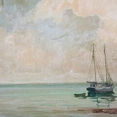 Joan Howe Oil on Canvas-Board “Two-Masted Sailboat”