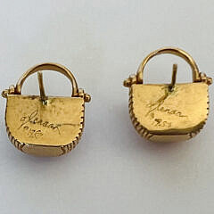 Pair of Glenaan 14k Yellow Gold Nantucket Basket Earrings