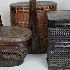 Three Vintage Chinese Woven Food Caddies