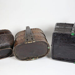 Three Vintage Chinese Woven Food Caddies