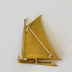 14k Yellow Gold “Breakell” Catboat Brooch