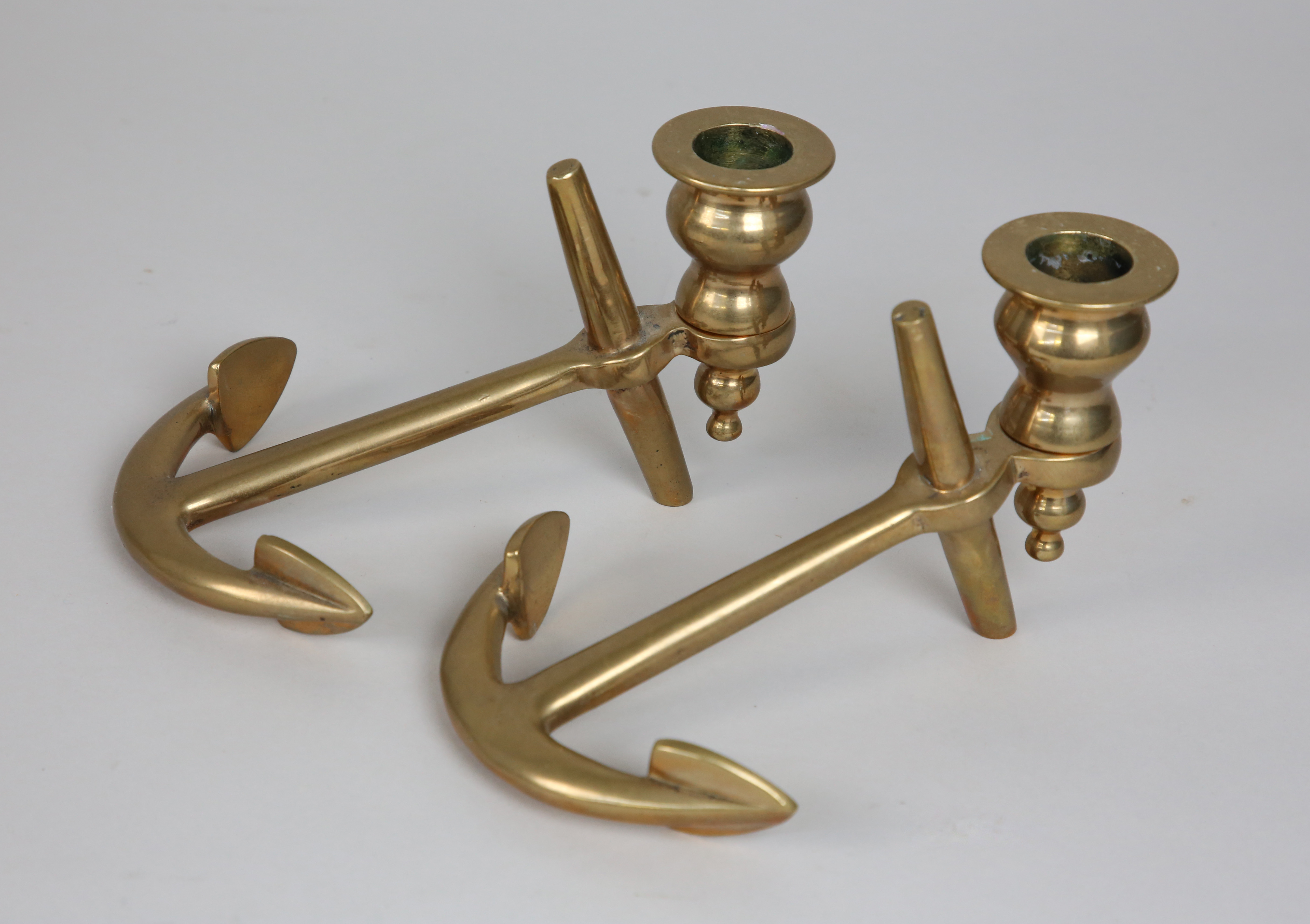 Pair of Brass Anchor Candlesticks Pair of Brass Anchor Candlesticks