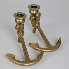 Pair of Brass Anchor Candlesticks