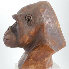 Anne Jo Patinated Plaster Sculpture of a Gorilla Head, 20th Century