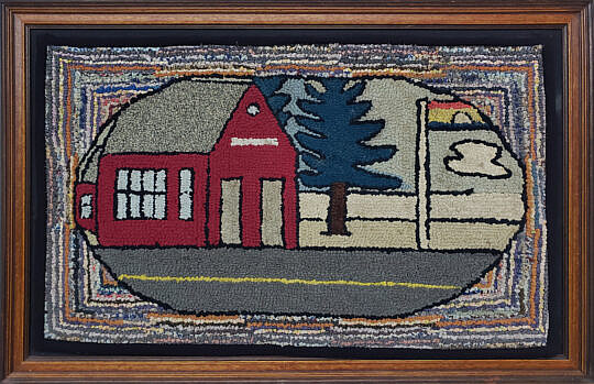 2649-955 Framed Hooked Rug A