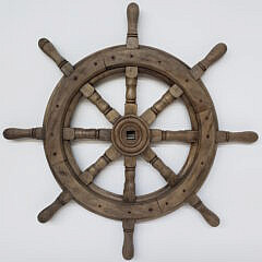 Vintage Teak Wood Captain’s Ship’s Wheel